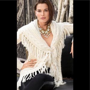 Lauren by Ralph Lauren tan fringe cardigan Sz small